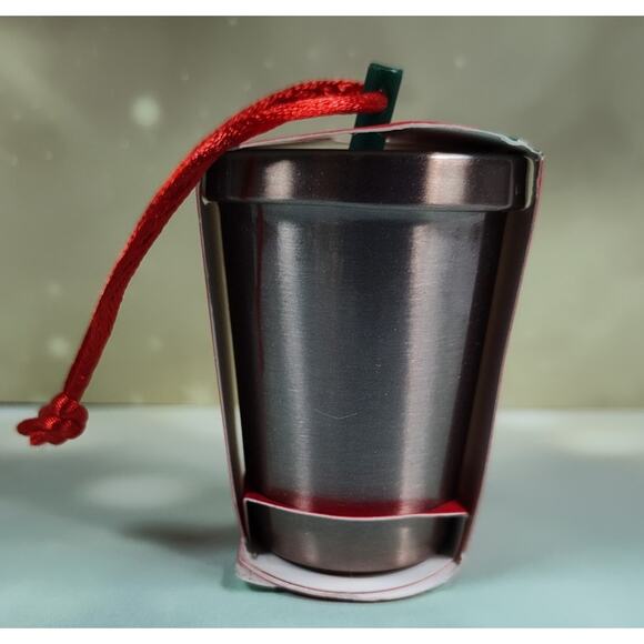 Starbucks Christmas Ornament Cold Cup with Straw 2018 Sparkly Stainless Steel - Picture 2 of 6